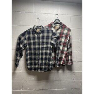 Red Head Brand Co. Flannel Shirt Mens Sz M Set  2 PC Button Up Blue/Gray/White &